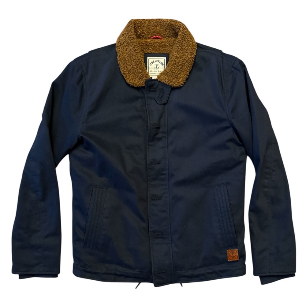 Iron & Resin Navy Blue Field Jacket with Brown Collar